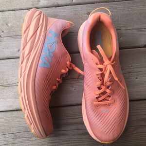 Women's 11 Hoka One One Rincon 3 Runners Running Shoes Salmon Pink Orange